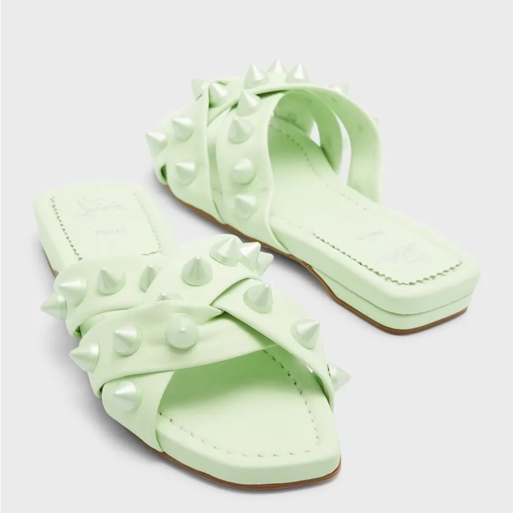 NEW Christian Louboutin Miss Spika Flat Red Sole Sandals Sz38